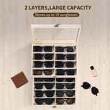 AUTOARK Pine Wood 16 Piece Eyeglasses Storage and Sunglass Glasses Display Drawer Lockable Case Organizer,DIY Colors,AW-187 AUTOARK