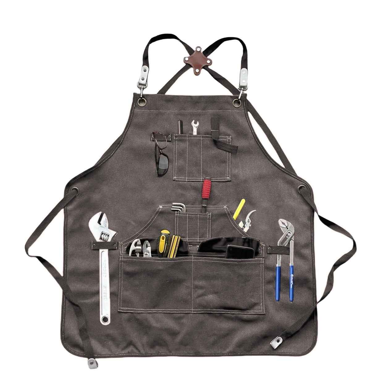 BLIRITEL Canvas Work Aprons for Men with Tools Pockets,Heavy Duty Adjustable Tools Apron, Woodworking Apron for Carpenters Mechanic (Grey) BLIRITEL