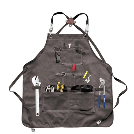 BLIRITEL Canvas Work Aprons for Men with Tools Pockets,Heavy Duty Adjustable Tools Apron, Woodworking Apron for Carpenters Mechanic (Grey) BLIRITEL