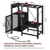 MAHANCRIS 20-40 Gallon Fish Tank Stand, Aquarium Stand with Power Outlet and Storage Cabinet, Heavy Duty Tank Stand Suitable for Turtle Tank, Reptile Terrarium, for Home Office, Black FTHB40E01 MAHANCRIS
