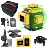 Laser Level 360 Self Leveling Twinkle Star 16 Line 4D Green Line Laser Picture Hanging Construction, 4800 mAh 2 Rechargeable battery with Remote Controller, Tool Kit, Magnetic Rotating Stand Included Twinkle Star