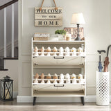 Barnyatoh Shoe Storage Cabinet with 2 Flip Drawers, Farmhouse Hidden Shoe Organizer, Narrow Slim Shoe Rack Cabinet for Entryway Hallway,Antique White Barnyatoh