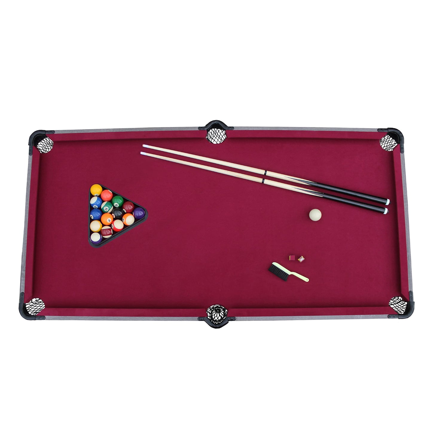 Pendleton 6-ft Portable Pool Table - Driftwood Finish with Burgundy Felt - WoodArtSupply