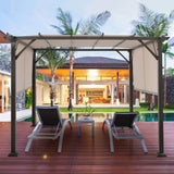 Tangkula 10 X 10FT Outdoor Pergola, Patio Furniture Shade Structure, Outdoor Steel Pergola Gazebo with Retractable Canopy Shades, Rustproof Metal Pergola for Patio, Backyard, Garden (Beige) Tangkula