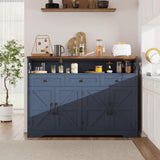 Befrases Farmhouse Buffet Cabinet with Drawers & Open Shelf, Sideboard with Storage, Kitchen Pantry Cabinet Hutch, Coffee Bar Station for Kitchen, Livingroom, 52" L Blue Befrases
