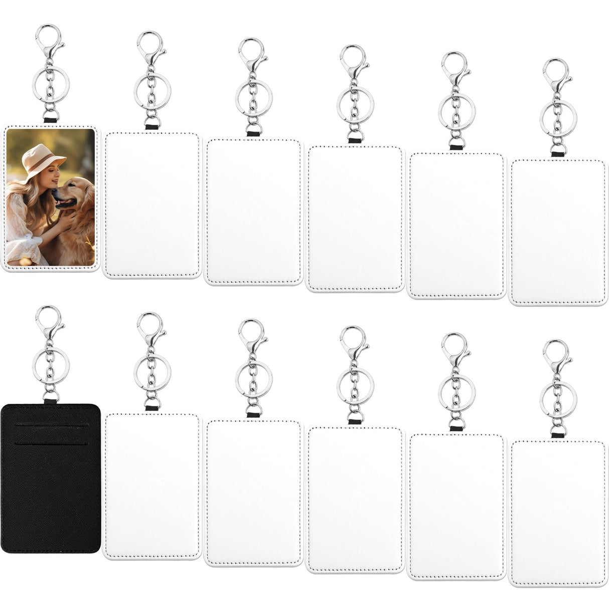 Framendino, 12 Pack Sublimation Work Card Holder Leather Blank Badge Holders Rectangle ID Card Holders DIY Crafts Framendino