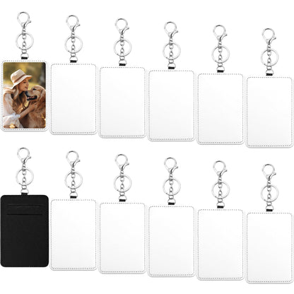 Framendino, 12 Pack Sublimation Work Card Holder Leather Blank Badge Holders Rectangle ID Card Holders DIY Crafts