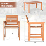 Tangkula 7-Piece Patio Wood Dining Table Set, Outdoor Rectangular Table and 6 Armchairs with 2" Umbrella Hole, Outside Furniture Set for Backyard, Poolside, Garden, Lawn Tangkula