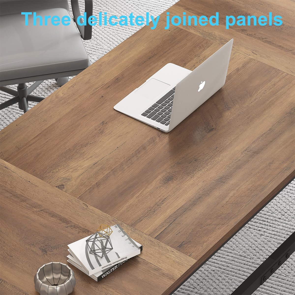 HSH Large Home Office Desk, Modern Wood Metal Computer Desk for Two Person, Extra Long Executive Writing Study Gaming Double Desk Workstation, 70 Inch Rustic Bedroom Living Room Table for 2 Monitors HSH