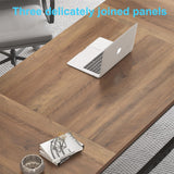 HSH Large Home Office Desk, Modern Wood Metal Computer Desk for Two Person, Extra Long Executive Writing Study Gaming Double Desk Workstation, 70 Inch Rustic Bedroom Living Room Table for 2 Monitors HSH