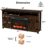 Furmax Farmhouse Fireplace TV Stand for TVs Up to 65 Inch Highboy Entertainment Center with Open Storage and Side Cabinets Rustic Media Console Table with Barn Doors for Living Room (Barnwood) Furmax