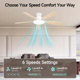 Atolit Ceiling Fans With Lights,52 Inch Smart Ceiling Fan, Remote/App Control, Compatible with Alexa/Google Assistant,Reversible,Dimmable,Adjustable Color Temperature,6 Speeds,Timer(White) Atolit