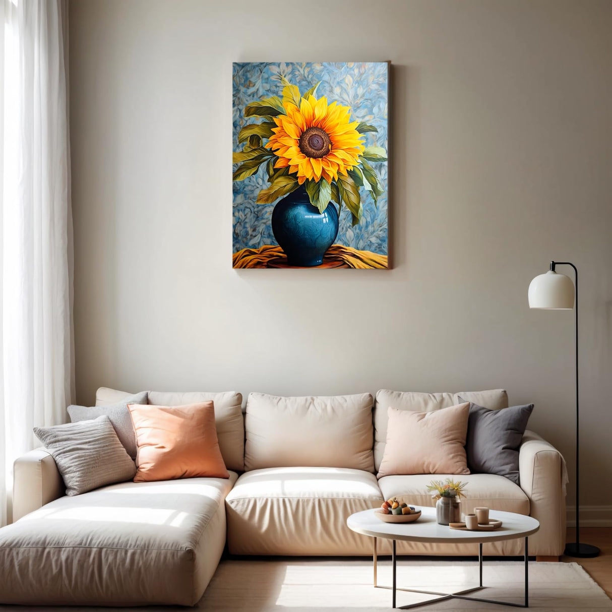 PINFFSHU 5D Diamond Art Kits for Adults Beginners, Full Drill Sunflower in Blue Vase Diamond Painting Kits DIY Gem Art Craft, Home Wall Decor, Unique Gift for Women, 12x16 Inch (30x40cm) PINFFSHU