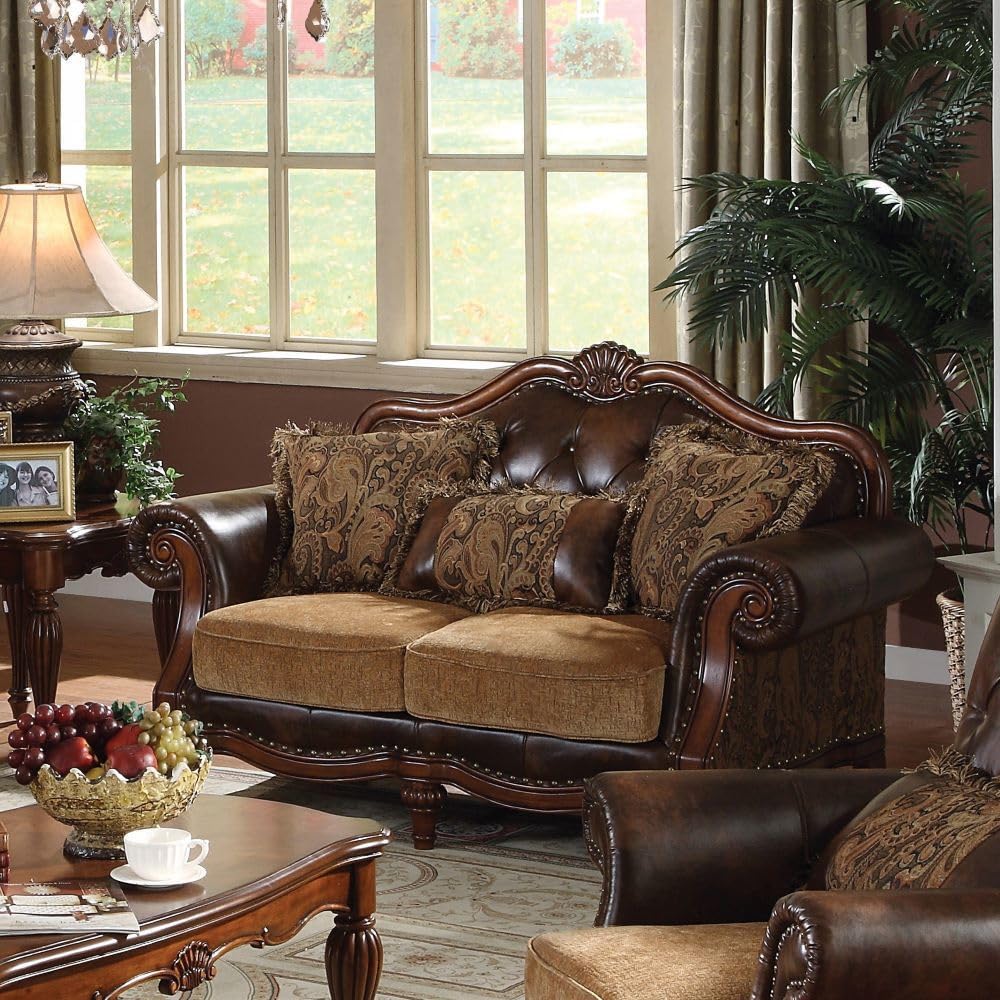 Brand 4-Piece Formal Living Room Set: Luxury Sofa, Loveseat, Single Chair and Coffee Table - Brown and Chenille Generic
