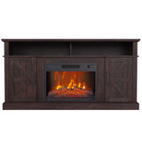 Luban Nese Fireplace TV Stand for TVs Up to 65" with 23" Electric Fireplace, Entertainment Center with Storage Cabinet and Open Shelves, Media Console with Barn Doors for Living Room (Espresso) Luban Nese