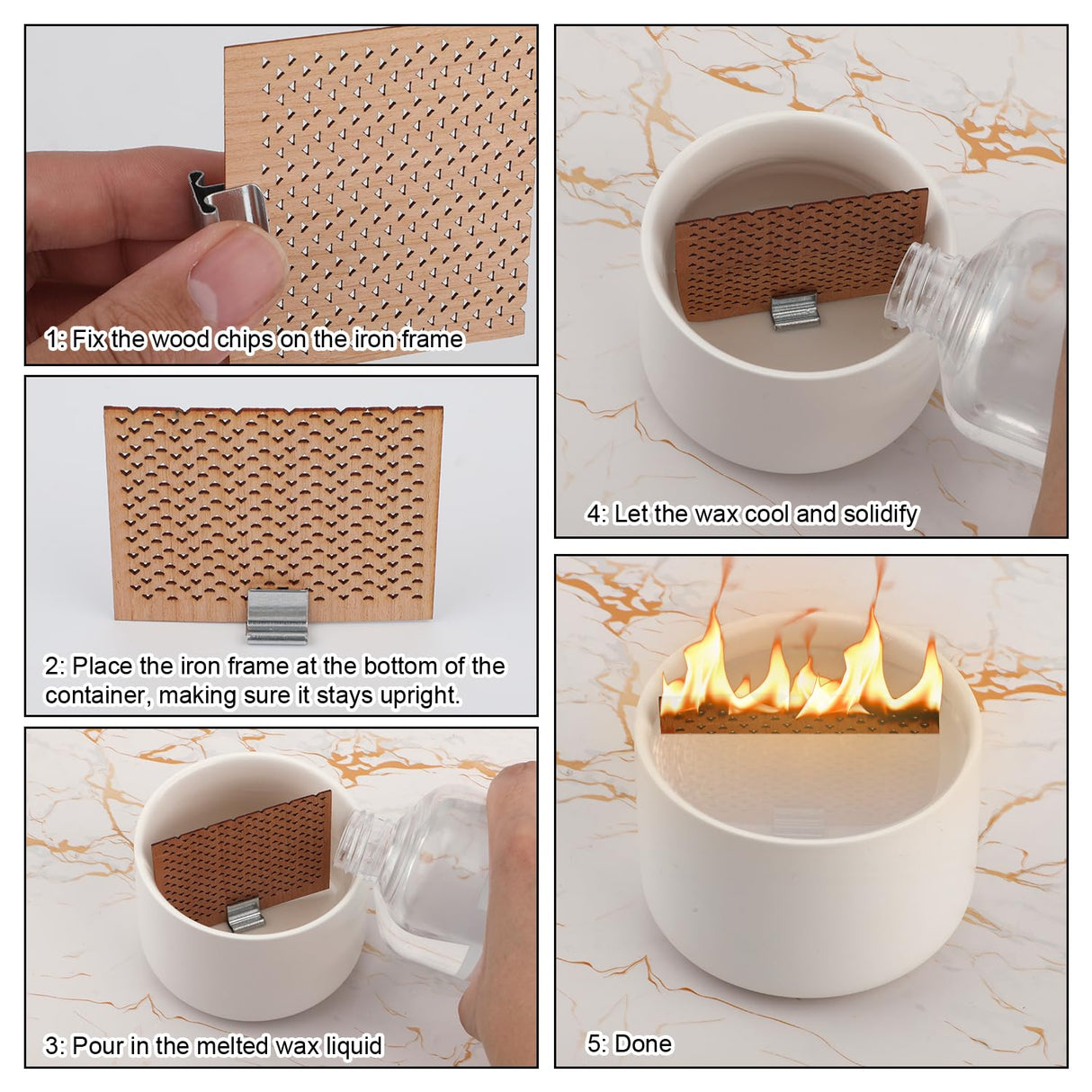 6pcs Wooden Candle Wicks, 2.36x2.76in Premium Wooden Wicks for Candles Making with 12pcs Bases Hollow Triangle Design Wood Candle Wicks Perfect DIY Candlemaking Supplies Gosknor