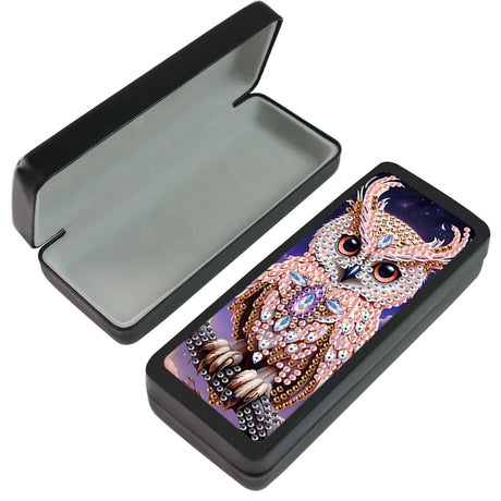 LazyFold Diamond Art Painting Eye Glasses Storage Box, DIY owl Diamond Art Painting Sunglass Case for Adults, Handmade Diamond Art Glasses Case Art Craft Travel Gift LazyFold