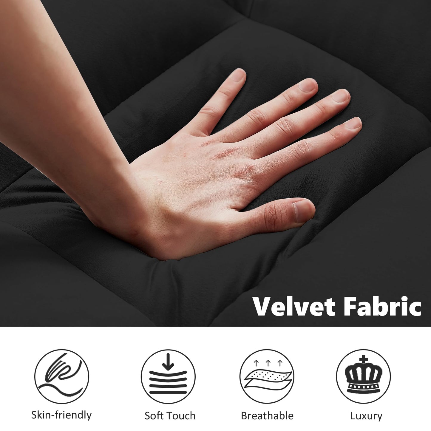 Suheww Sofa Bed, 3 in 1 Black Loveseat Sleeper Sofa for Living Room, 2 Seater Pull Out Sofa Cama Small Couch Bed Futon Lounge Sofa for Bedroom Small Spaces Living Room