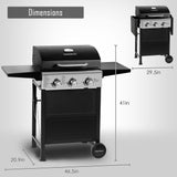 MASTER COOK 3 Burner BBQ Propane Gas Grill, Stainless Steel 30,000 BTU Patio Garden Barbecue Grill with Two Foldable Shelves MASTER COOK