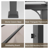 Trumbeak 10’ x 12’ Gazebo for Patio,Wall Mounted Gazebo with Sloping Polycarbonate Roof,Outdoor Gazebo w/Netting & Curtain,Aluminum Frame Hardtop Gazebo for Garden,Deck,Backyard,NavyBlue Trumbeak