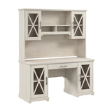 Bush Furniture Lennox Farmhouse Desk with Hutch and Keyboard Tray | Computer Table for Home Office, 60W, Linen White Oak Bush Business Furniture