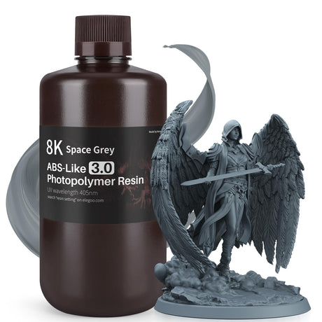 ELEGOO 8K ABS-Like Resin 3.0, Photopolymer Resin UV Curing 405nm, Upgraded ABS 3D Printing Resin, Higher Precision, Lower Shrinkage 3D Resin for LCD/MSLA/DLP 3D Printer, Space Grey 1000G Deeplee