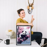 Noveora Panda Sitting in Cherry Blossom Tree Diamond Painting Kits Panda Animal Diamond Art Kits for Adults DIY 5D Round Full Drill Gem Art Kit Crystal Arts Crafts Home Wall Decor Gift 12x16 inch Noveora