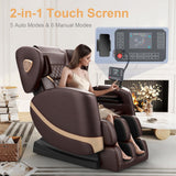 FURNIMAT 2025 Massage Chair Full Body, Zero Gravity Massage Chair with 10 Fix Rollers, Heating, Foot Massage, Auto Modes, Bluetooth Speaker, Touch Screen Controller (Brown Premium) FURNIMAT