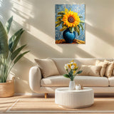 PINFFSHU 5D Diamond Art Kits for Adults Beginners, Full Drill Sunflower in Blue Vase Diamond Painting Kits DIY Gem Art Craft, Home Wall Decor, Unique Gift for Women, 12x16 Inch (30x40cm) PINFFSHU