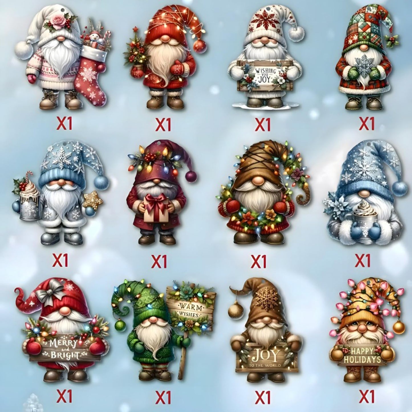 Wooden Dwarf Christmas Tree Ornaments Set 12 Pcs, Dwarfs Wood Ornaments for Christmas Tree Dwarfs Christmas Tree for Holiday Decor Christmas Decoration Xmas Party Supplies