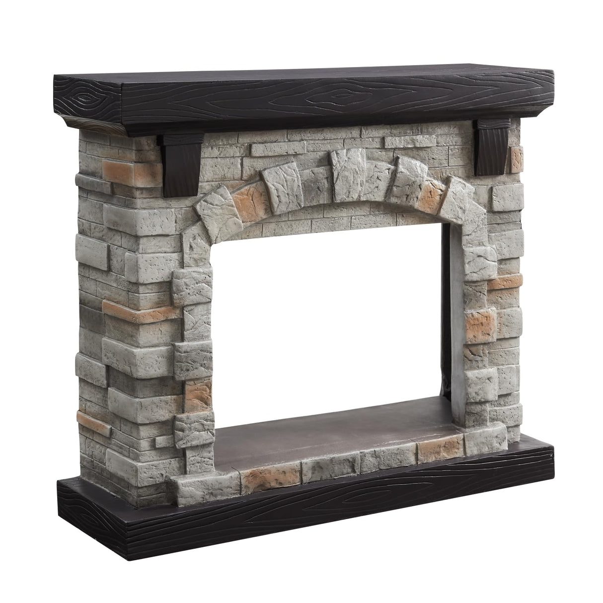 Electric Fireplace with Mantel, 40”W Faux-Stone Fireplace Mantel，Tall Fire Place Heater Freestanding with LED Flame for Living Room Bedroom, 40”Wx12”Dx35”H, Gray Edwin's Choice