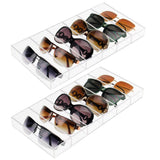 Weiai Acrylic Sunglass Organizer, Eyeglass Case Storage with 6 Slots for Multiple Glasses - 2 Pack, Clear Weiai