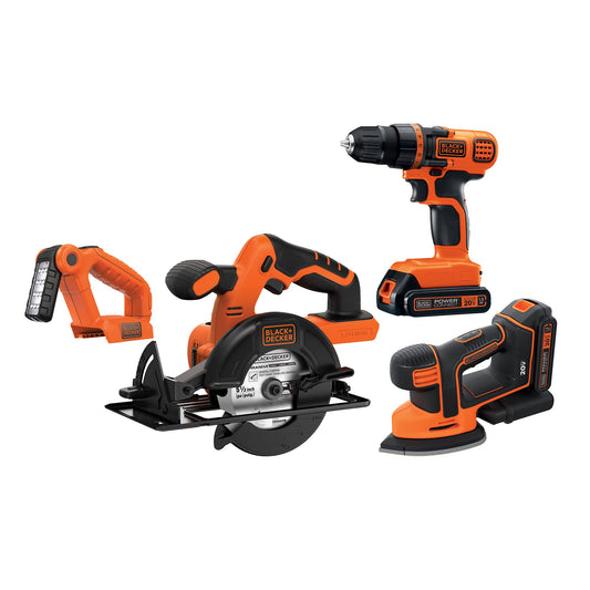 BLACK+DECKER 20V MAX* POWERCONNECT Cordless 4-Tool Combo Kit (BD4KITCDCMSL) - WoodArtSupply