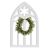 Sintosin Gothic Arched Window Frames for Wall Decor Living Room 20 X 33 Inch, Hanging Distressed White Wooden Farmhouse Window Pane, Rustic Cathedral Window Frame for Halloween Entryway Sintosin