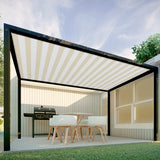 Patio 13' x 18' Straight Edge Sun Shade Sail, Beige White Stripe Shade Sail Canopy Rectangle Outdoor Shade Cloth Pergola Cover UV Block Fabric - Custom Patio