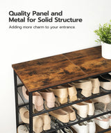 HOOBRO Shoe Rack for Entryway, 5-Tier Shoe Organizer with Adjustable Mesh Shelves, 16-20 Pairs of Shoes, Spacious Freestanding, Metal, Industrial, Shoe Shelf for Closet, Rustic Brown BF12XJ01 HOOBRO