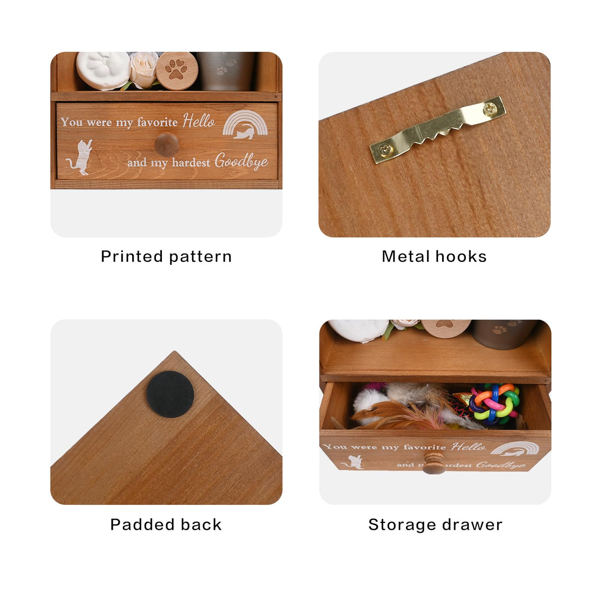 Favonuovy Pet Memorial Shadow Box Keepsake 9.25x13 Cat Memorial Gifts for Loss of Cat Death Sympathy and Remembrance Gift Large Pet Picture Frame Display Case with Deep Rainbow Bridge Drawer Favonuovy