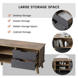 Miuuod 67" TV Stand for 55/60/65 inch TV inch TV,Mid Century Farmhouse TV Stand,Entertainment Center,Retro Media Consol with Storage for Living Room Miuuod