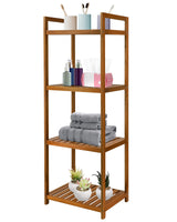 Utoplike Teak Wood 4-Tier Bathroom Shelf Organizer with Handles Utoplike