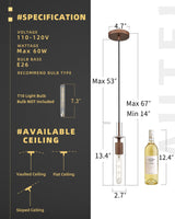 AUTELO Farmhouse Pendant Lights Kitchen Island, 1-Light Pendant Light Fixtures, Dark Wood Grain Hanging Lamp with Clear Cylinder Glass, Pendant Lighting for Kitchen Island, Dining Room, H3875 DW AUTELO