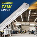 Barrina 8FT LED Shop Lights Fixture, T8 72W 9000lm 5000K, Daylight White, Clear Cover, V Shape,Tube Light, Hight Output, Bulbs for Garage, Warehouse, Plug and Play, 6 Packs Barrina