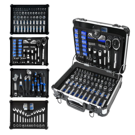 Prostormer Mechanic Tool Set, 240-Pieces Universal Household Auto Repair Tool Kit with Heavy Duty Aluminium Tool Box Prostormer