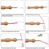 WILLBOND 17 Pcs Punch Needle Kit Adjustable Punch Needle Tool Include Wooden Handle Embroidery Pen Cloth Large Eye Sewing Needles for Beginners Adults DIY Craft Gifts(Blue, Sky Blue) WILLBOND