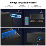 EAMIRUO Gun Safe for Handgun - Biometric Gun Safe for 2-4 Pistols Quick Access Handgun Safe with Fingerprint/Keypad/Key/App Control, Pistol Safe for Nightstand Bedside (Black) EAMIRUO