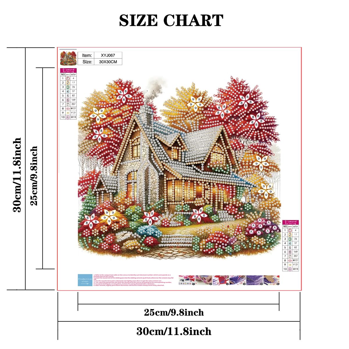 wavaiov Fall Diamond Painting Kits for Adults, Landscape Maple Leaf Flower Diamond Art Kits for Beginners, 5D DIY Special Shape Diamond Dot Painting Gem Art Kits for Home Decor 11.8x11.8 Inch wavaiov