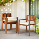 VINGLI Stackable Wooden Patio Dining Chairs – Set of 4, Durable Acacia Wood Outdoor Dining Chairs with Cushions and Comfortable Armrests – Perfect for Porch, Garden, Balcony, Pool, and Indoor VINGLI