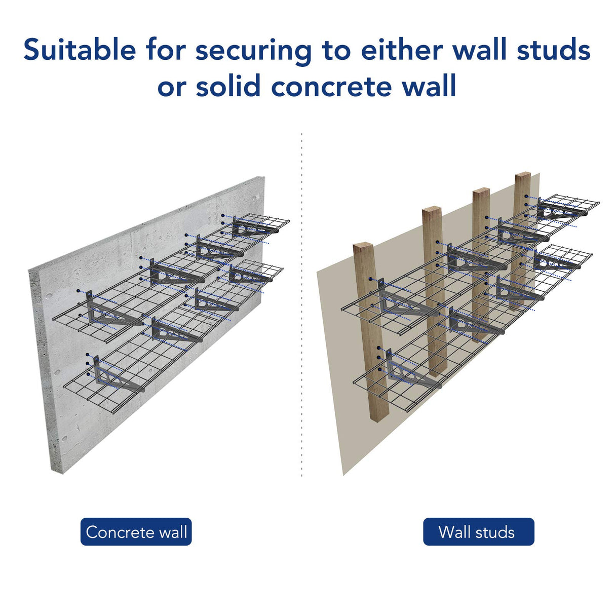 FLEXIMOUNTS 12-inch-by-72-inch Wall Shelf Garage Storage Rack Wall Mounted Floating Shelves,1x6ft ,Black, 2-Pack FLEXIMOUNTS