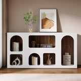 Tribesigns 59" White Console Table, Modern Entryway Table, Wooden Storage Organizer Entrance Table with 6 Compartments, Long Sofa Table, Behind Couch Table with Storage for Living Room, Hallway, Foyer Tribesigns