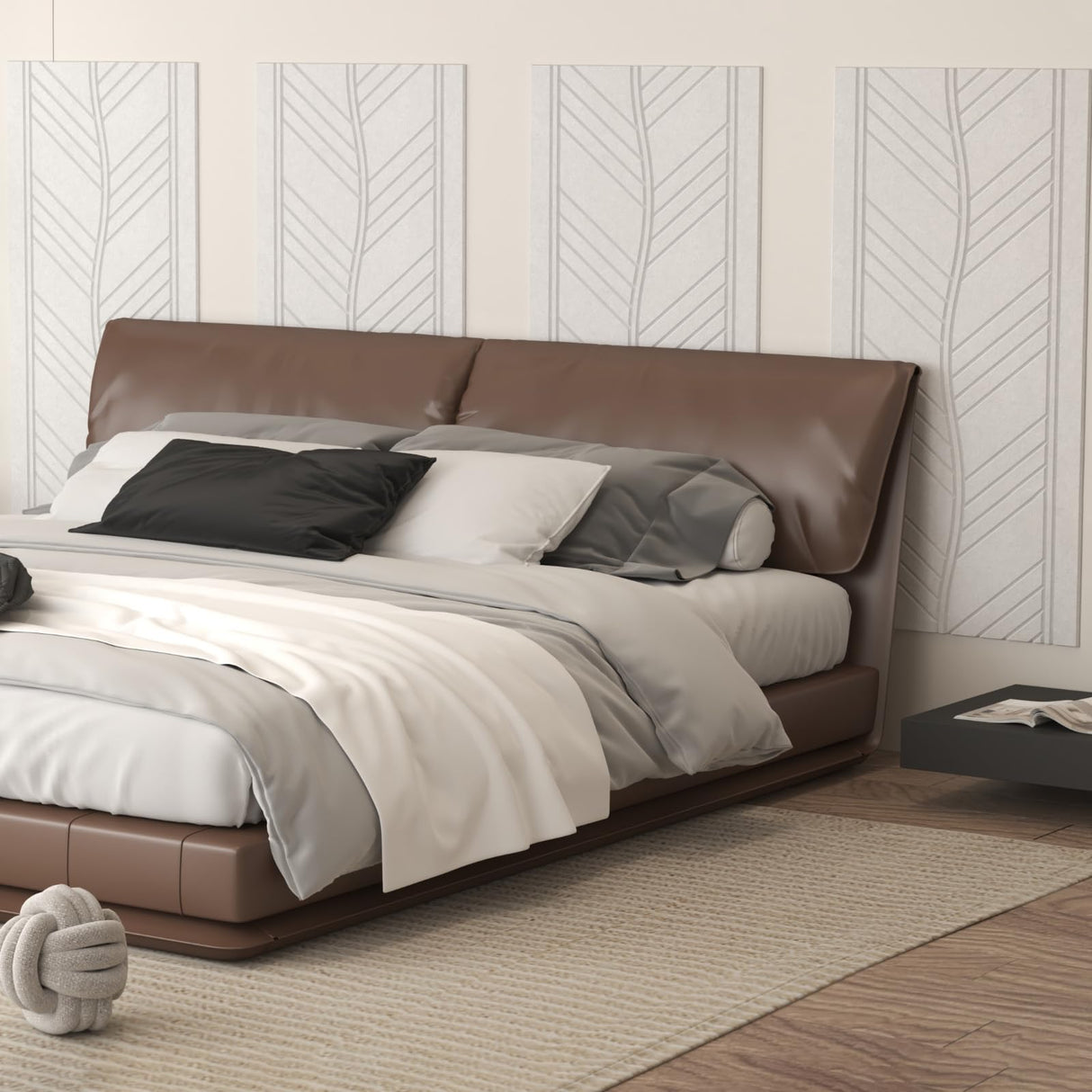 TONOR 4 PCS Acoustic Panels, 48″ x 24″ x 0.35″ Leaf Pattern Soundproof Wall Panels, Full Self-Adhesive, Sound Absorbing Panels for Noise and Echo Reduction, Acoustic Treatment for Studio, Home, White TONOR