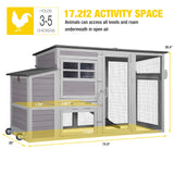 AIVITUVIN Chicken Coop for 4-6 Chickens with Wheels Chicken House with Large Run Portable Hen House Nesting Box, Metal Pull Out Tray Aivituvin